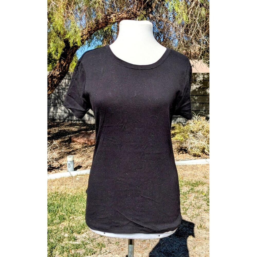 Faded Glory Classic Black 100% Organic Cotton Women’s Short Sleeve T-Shirt EUC